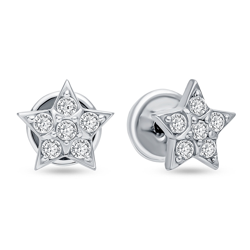 

Серьги пусеты из серебра 585Gold 702010782, фианит, 702010782