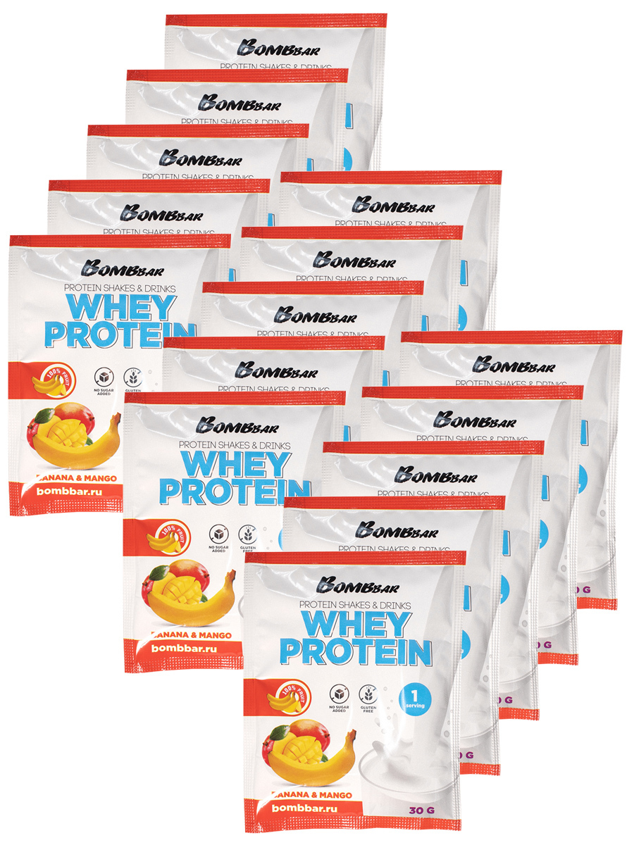 Протеин порционный протеиновый коктейль Whey Protein (15шт по 30г) манго-банан
