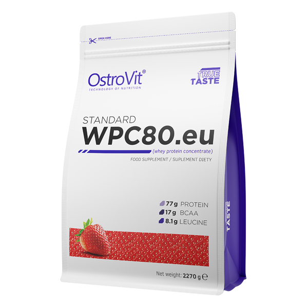 фото Сывороточный протеин ostrovit protein wpc80eu standard (клубника) 2270г