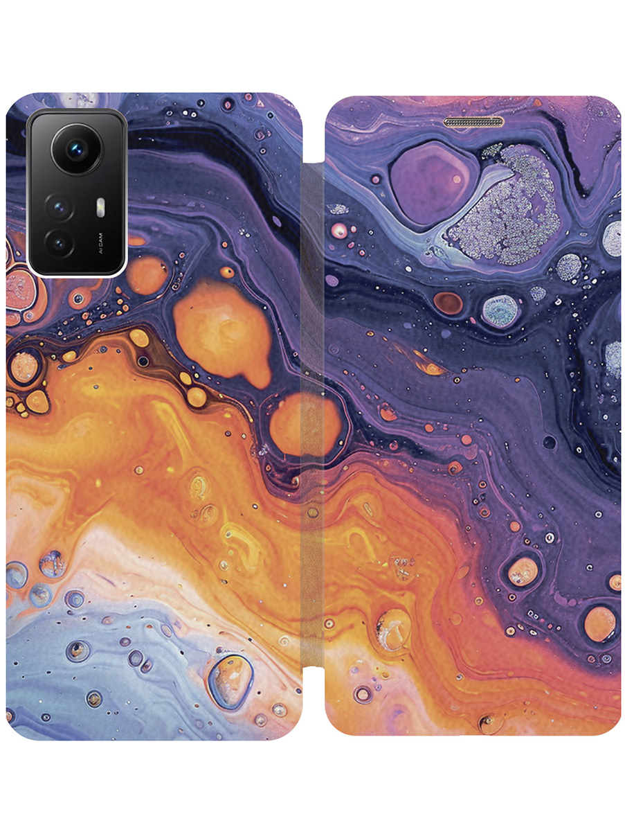 

Чехол-книжка на Xiaomi Redmi Note 12s с принтом "Фиолетовые разводы" золотой, Золотистый;желтый;фиолетовый, 778676931