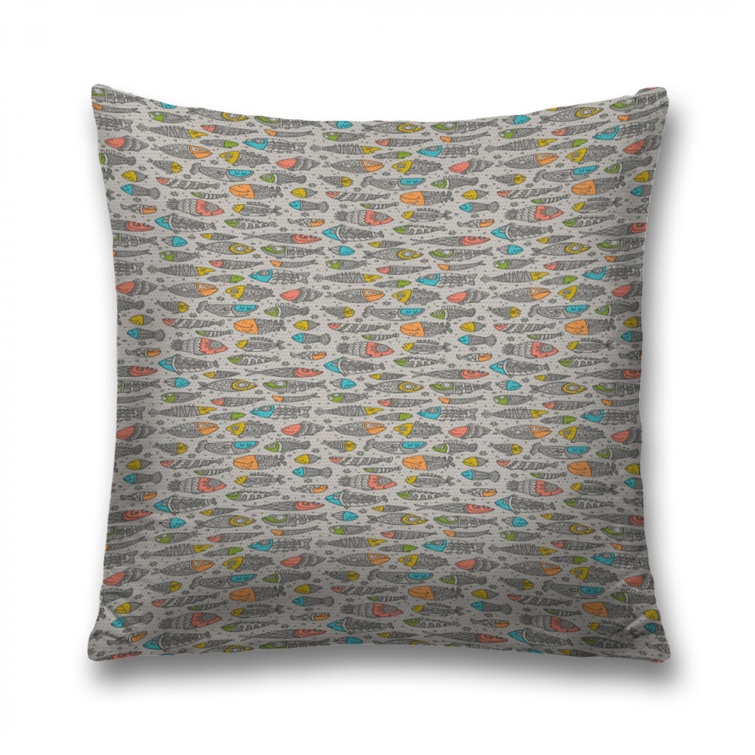 

Наволочка декоративная JoyArty "Орнаментальные рыбки наив" на молнии, 45x45 см, Серый, Орнаментальные рыбки наив