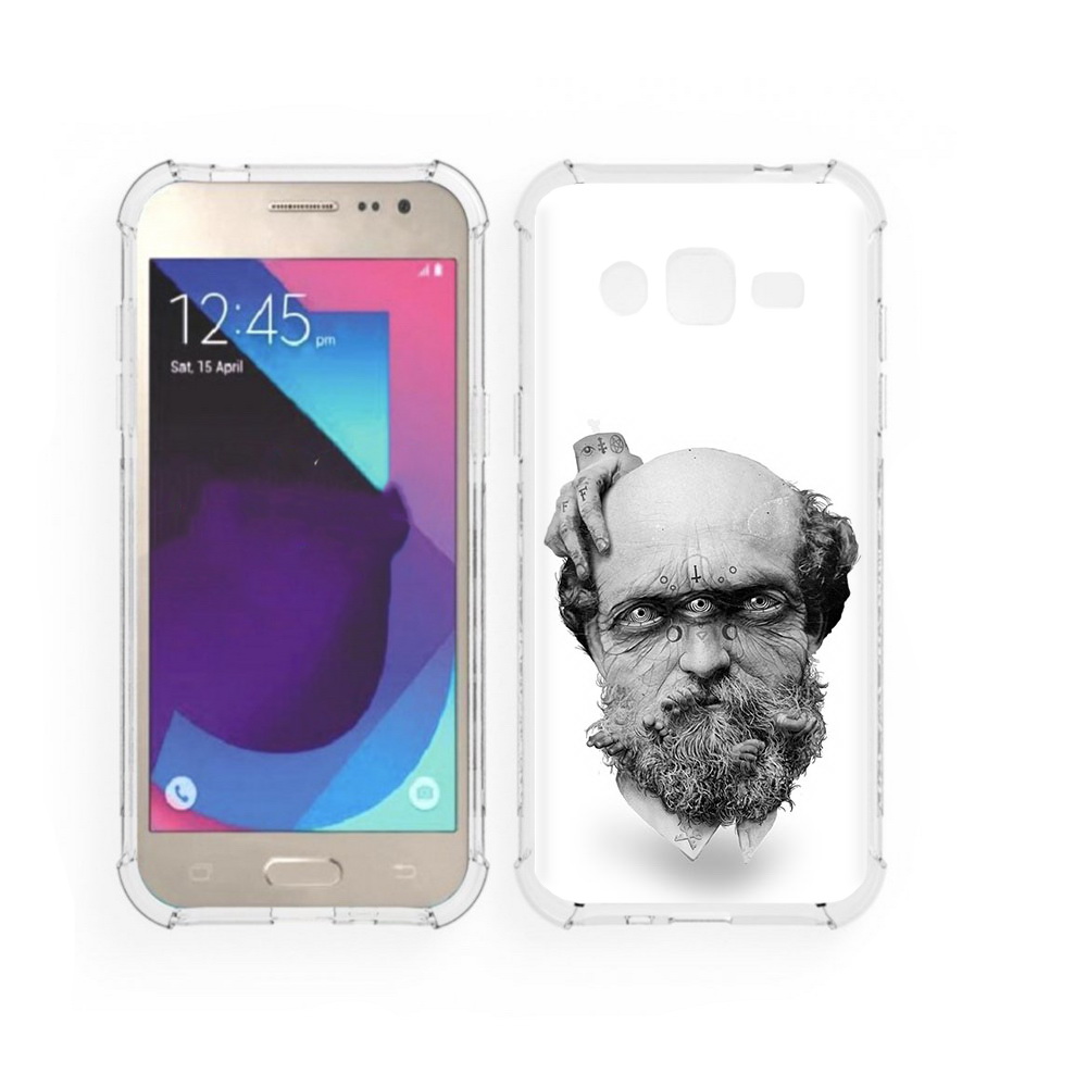 

Чехол MyPads Tocco для Samsung Galaxy J2 страшный бородатый мужчина абстракция, Прозрачный, Tocco