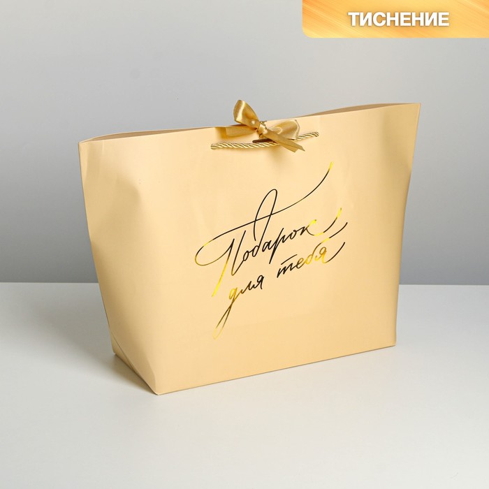 

Пакет подарочный «Подарок для тебя», 42 х 27,5 х 12 см, Бежевый, Коллекция упаковки "Послание"