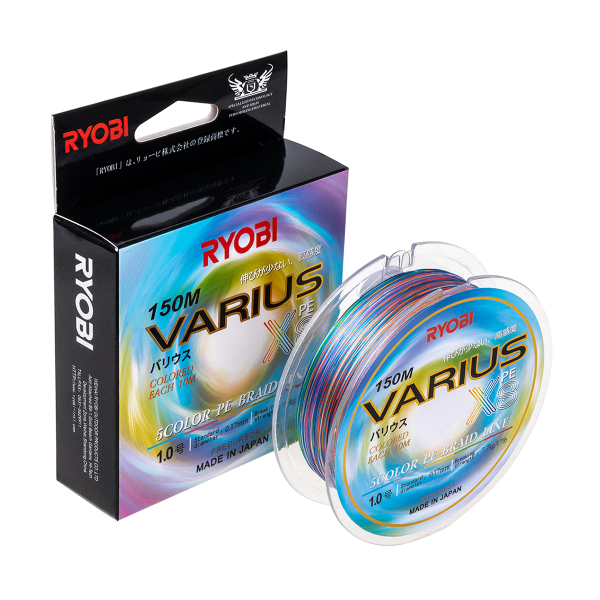 

Леска плетенка Ryobi Varius PE8X 150м 0,165мм 7,7кг MultiColour, Разноцветный, Varius PE8X