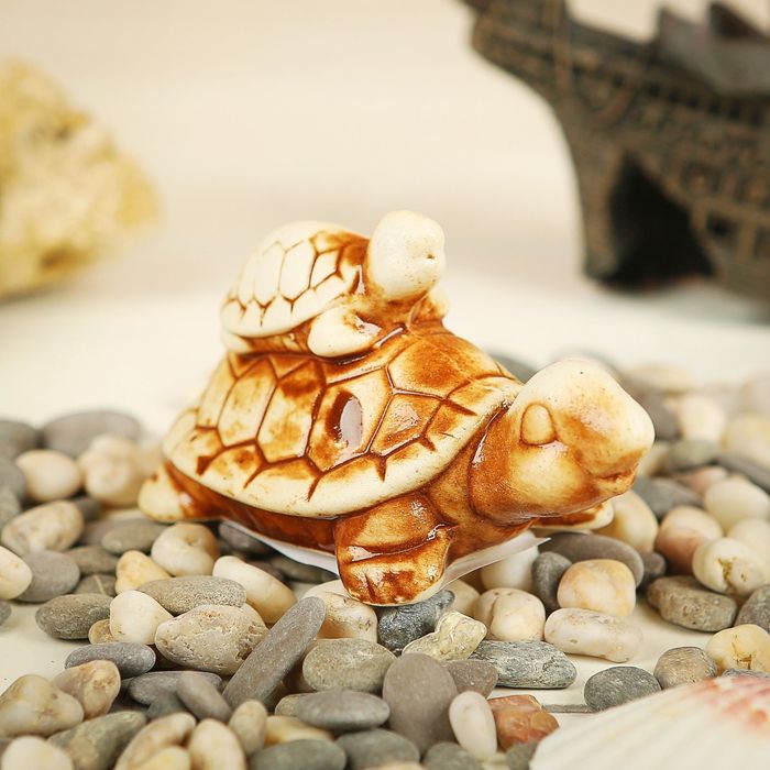фото Фигурка для аквариума керамика ручной работы черепашка, 5,5х10,5х5 см