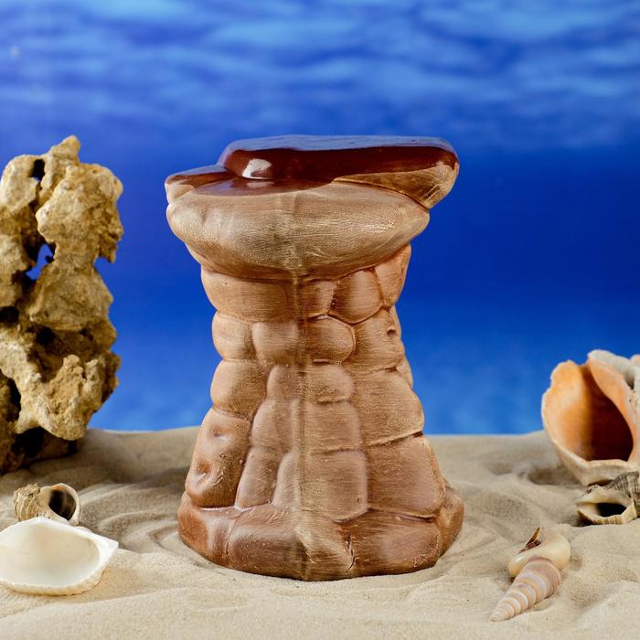 фото Фигурка для аквариума керамика ручной работы воротца с ракушками №90, коричневый