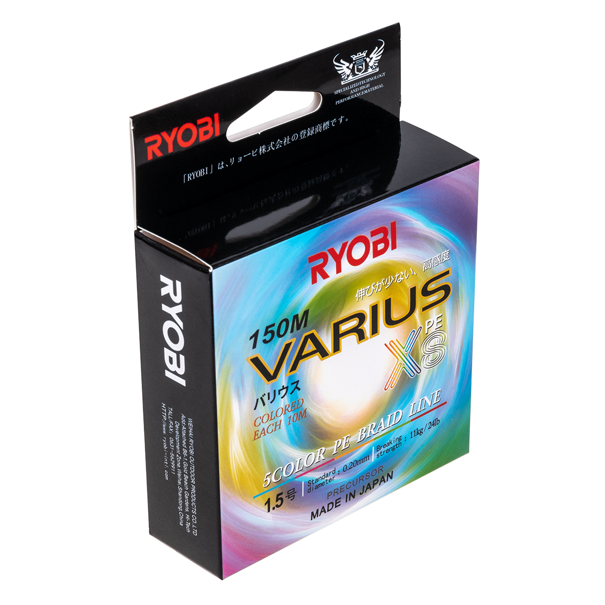 

Леска плетенка Ryobi Varius PE8X 150м 0,205мм 11кг MultiColour, Разноцветный, Varius PE8X