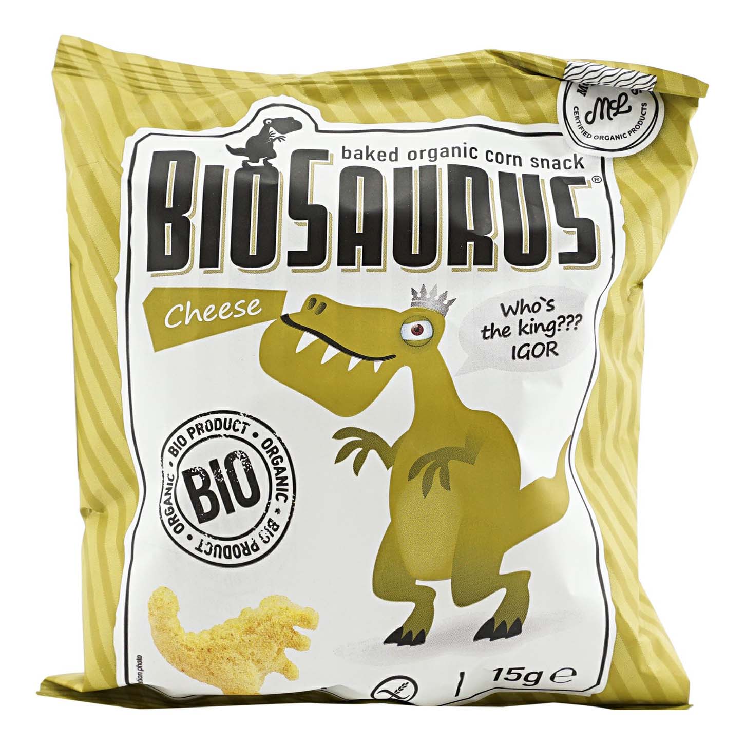 Кукурузные снеки Biosaurus Динозаврики с сыром 15 г