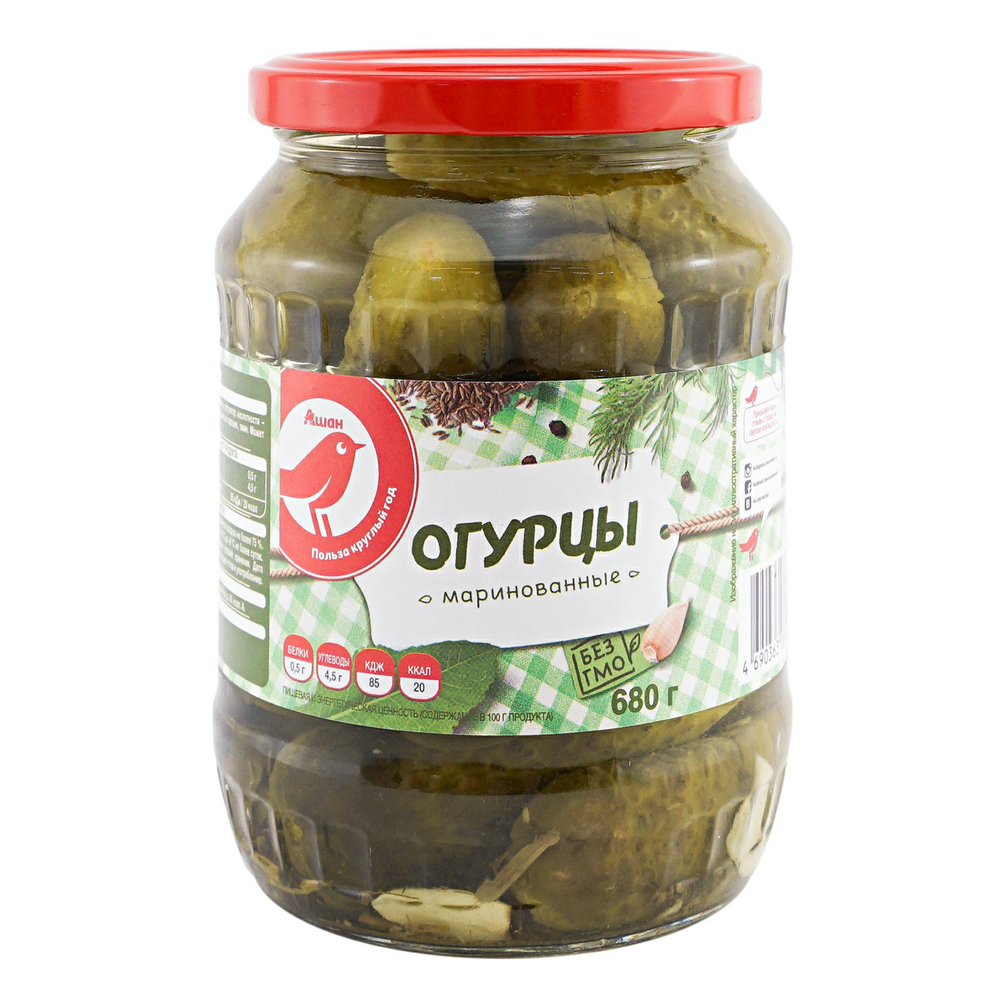 

Огурцы АШАН маринованные 680 г