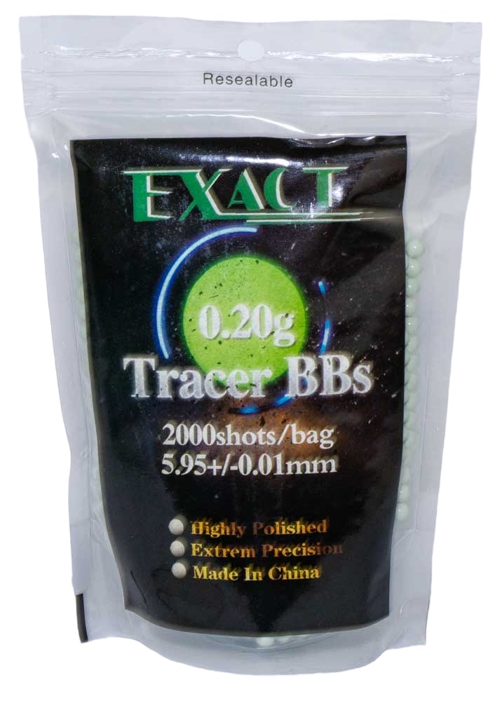 Шары страйкбольные Exact 0.20г, трассерные зеленые, 2000шт