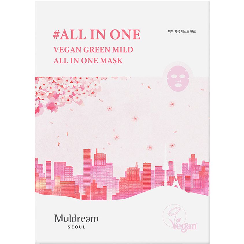 Тканевая маска для лица Muldream Vegan Green Mild All In One Mask 25 мл