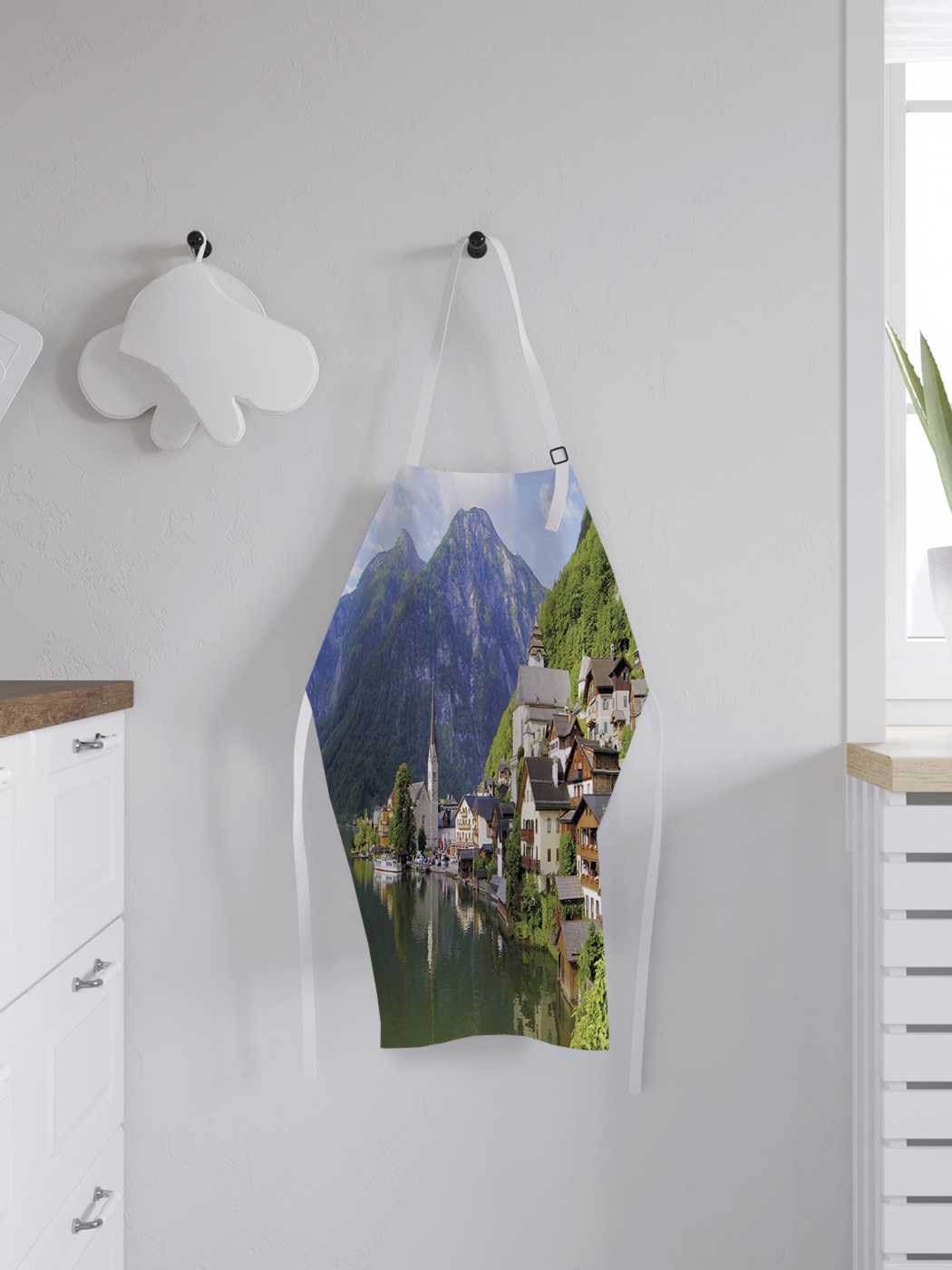 

Фартук женский JoyArty для готовки "Гальштат ярмарочная община в Австрии", Зеленый