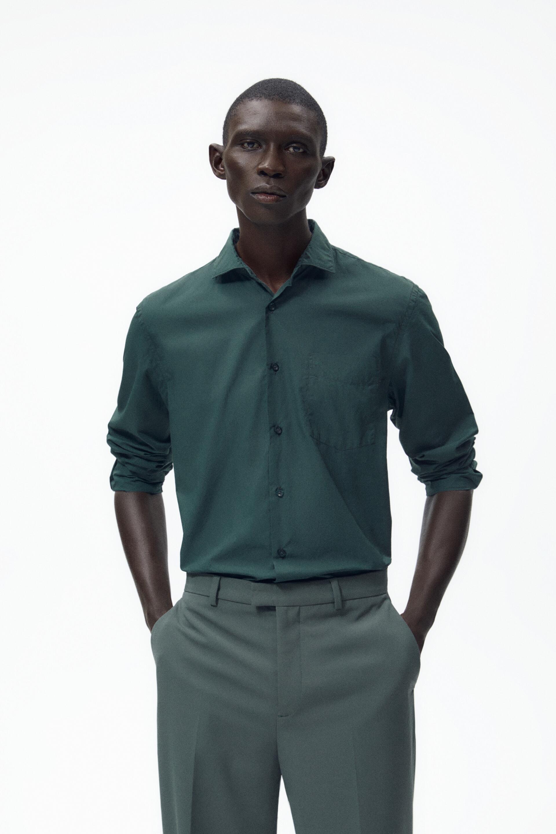 

Рубашка мужская ZARA 02688101 зеленая M, 02688101
