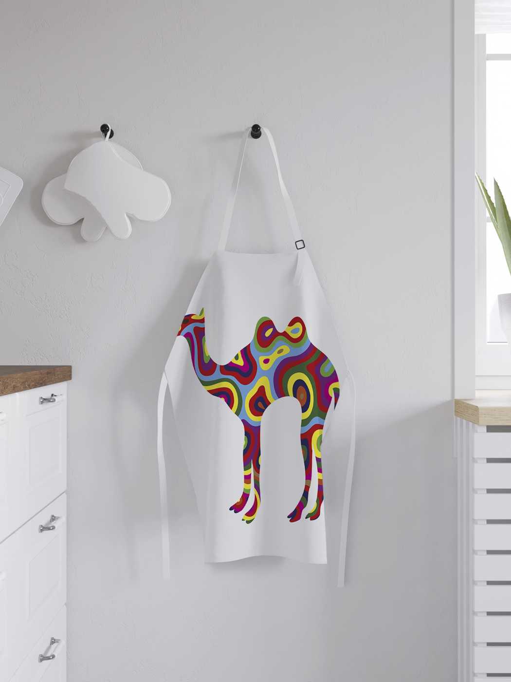 

Фартук женский JoyArty для готовки "Пятнистый верблюд", универсальный размер, Белый