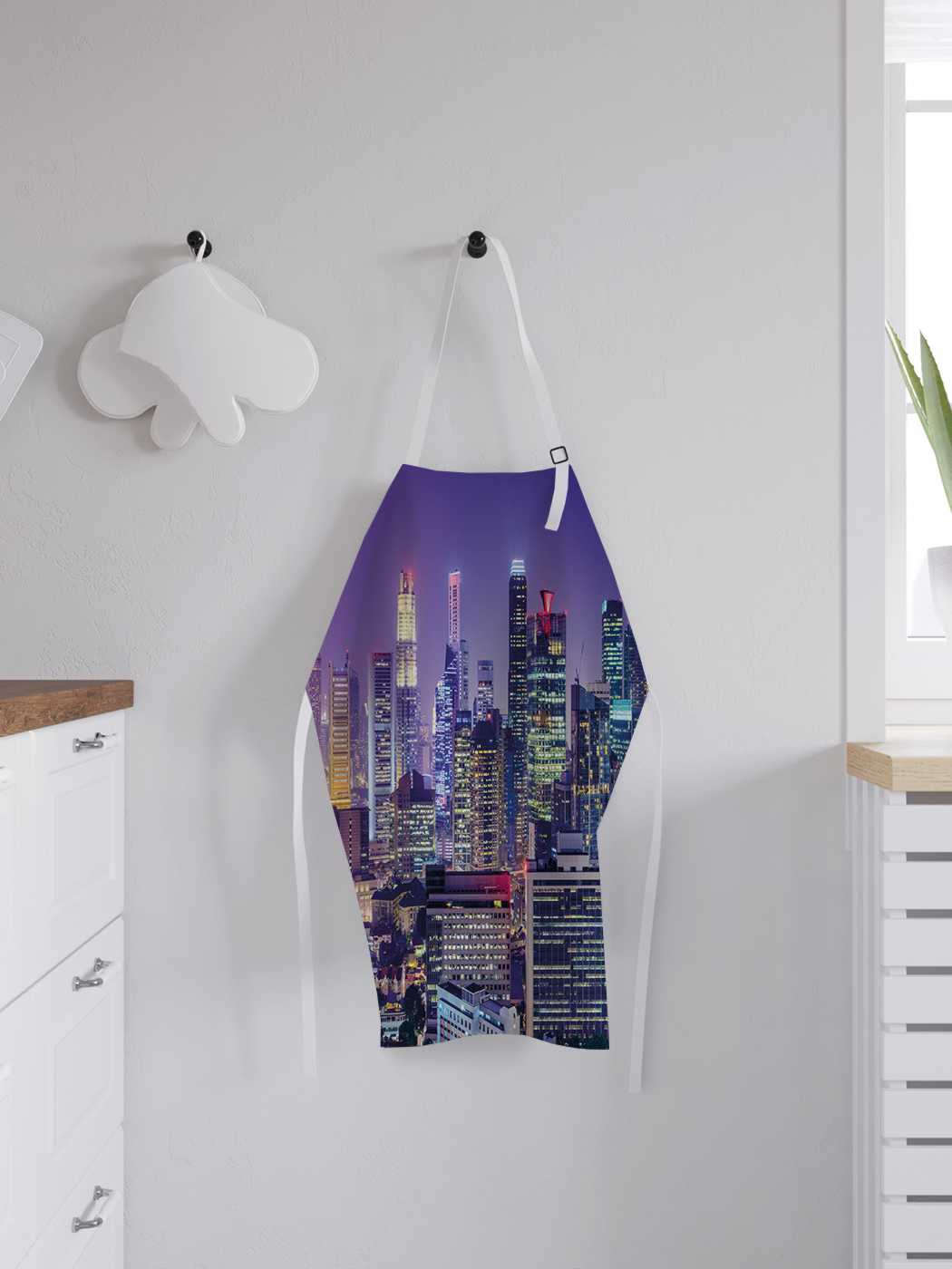 

Фартук женский JoyArty для готовки "Ночной Манхеттен", универсальный размер, Фиолетовый