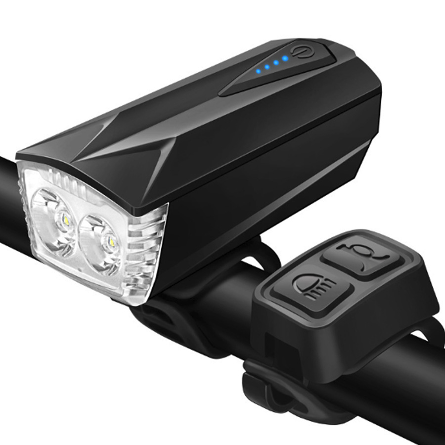 Велосипедный фонарь передний с электросигналом STG FL1593 - Черный