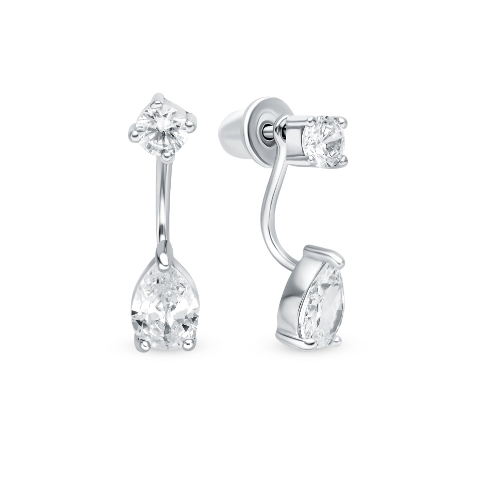 

Серьги джекеты из серебра 585Gold 702010955, фианит, 702010955