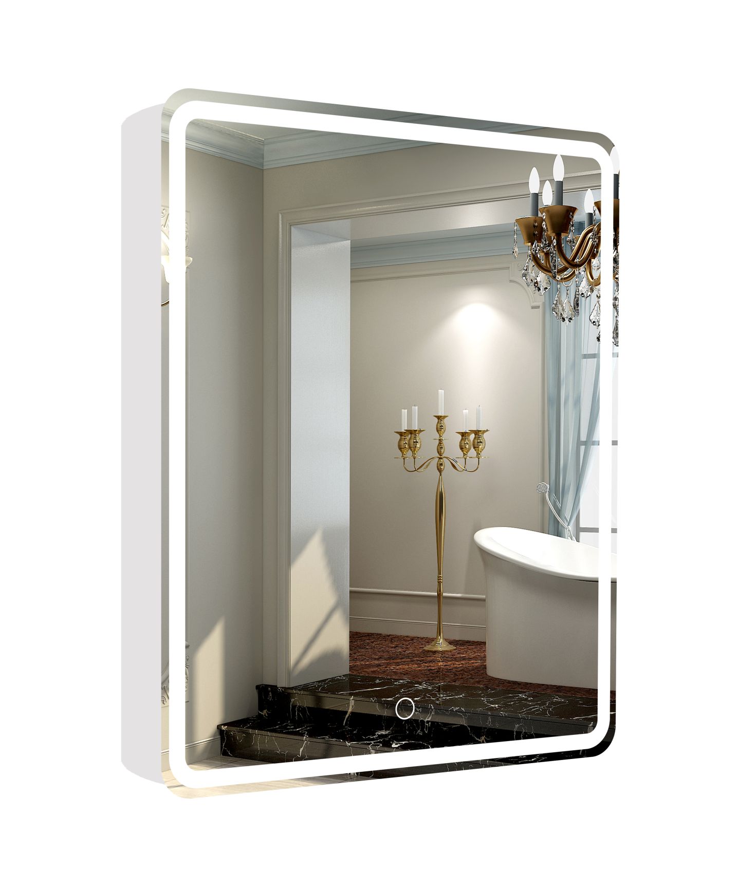Зеркало-шкаф La Tezza с LED подсветкой, сенсорный вкл., розетка,60х80х14,3 (ШВГ), левый