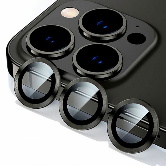

Защитное стекло на камеру Remax GL-89 для Apple iPhone 15 Pro, черная рамка, GL-89