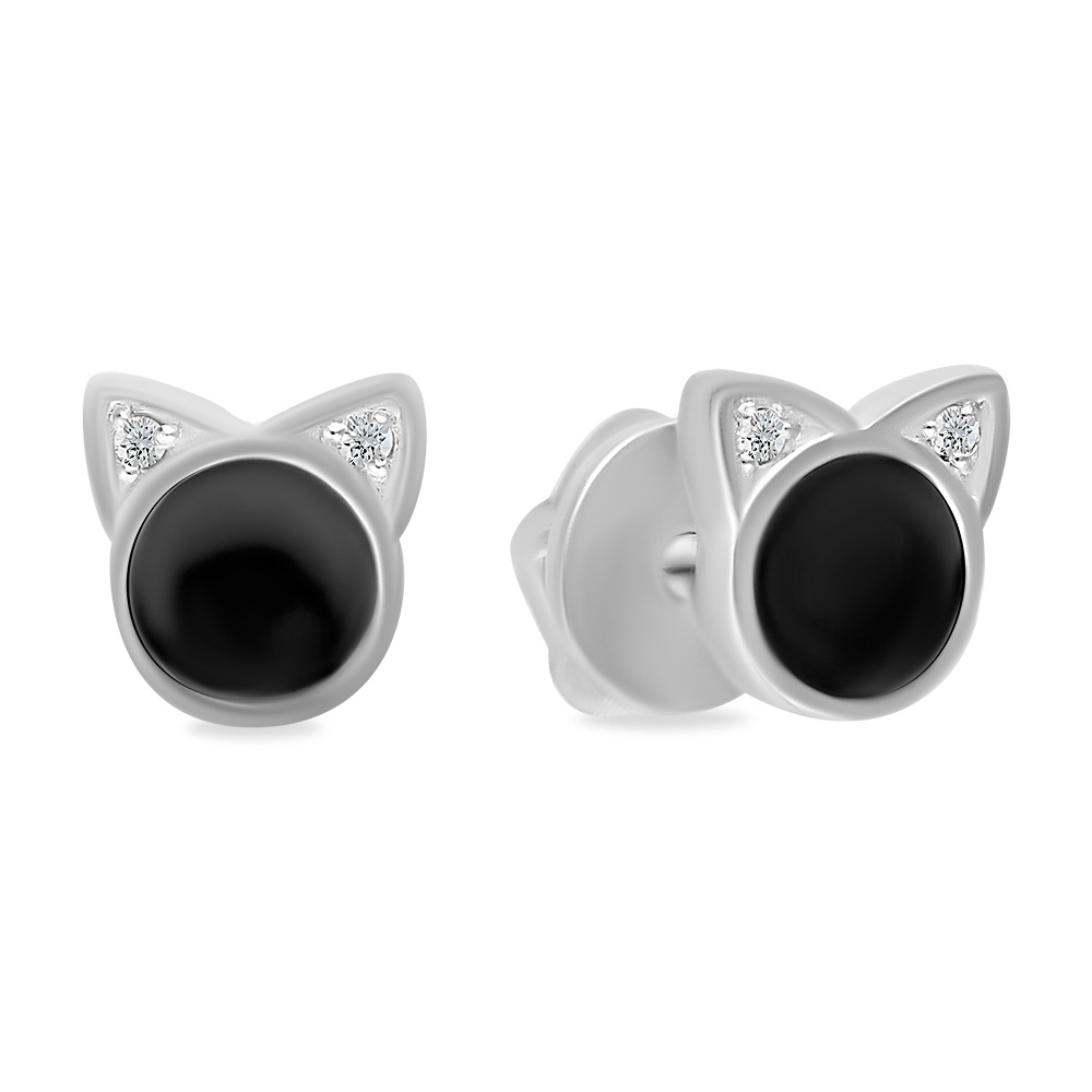 

Серьги пусеты из серебра 585Gold 902000851, эмаль/фианит, 902000851
