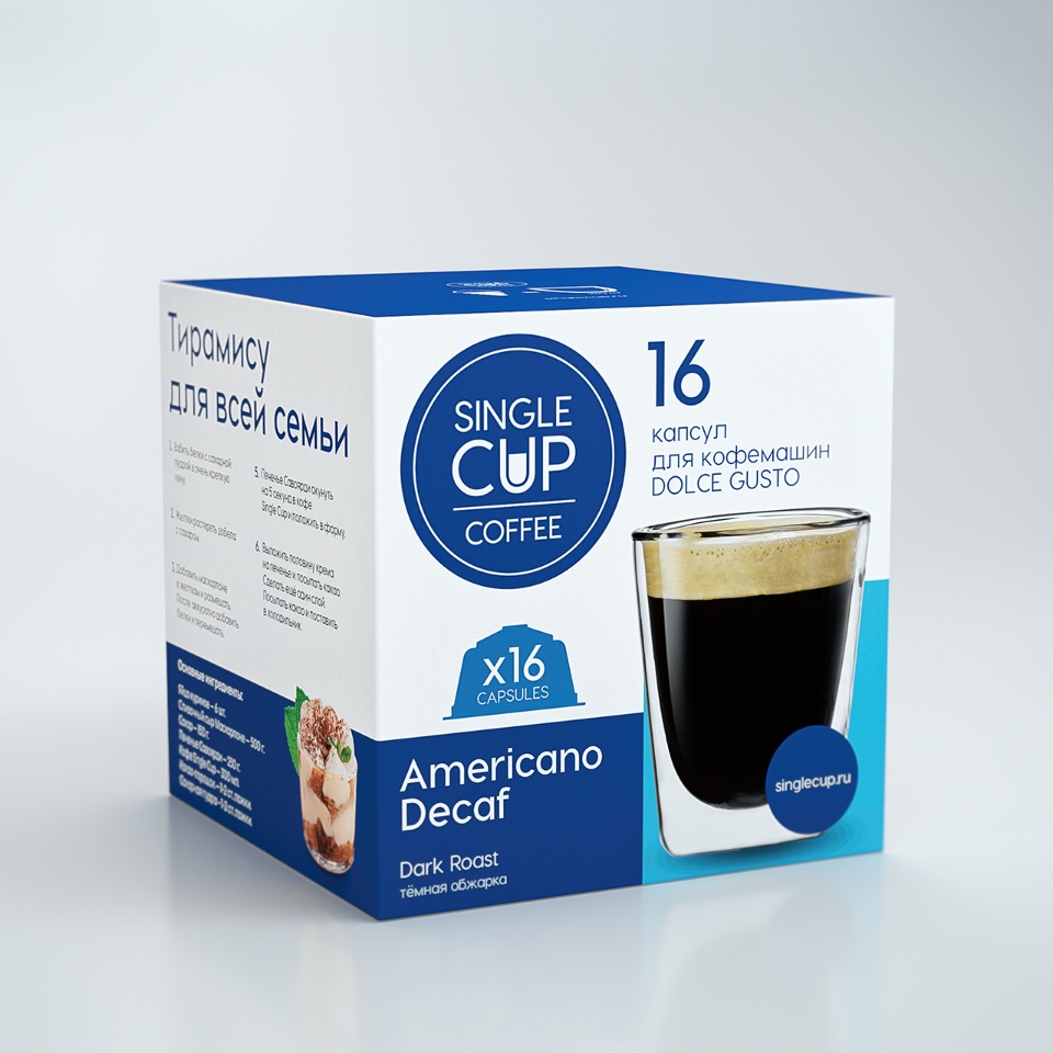 фото Кофе в капсулах single cup coffee "decaf" формата dolce gusto (дольче густо), 16 шт.