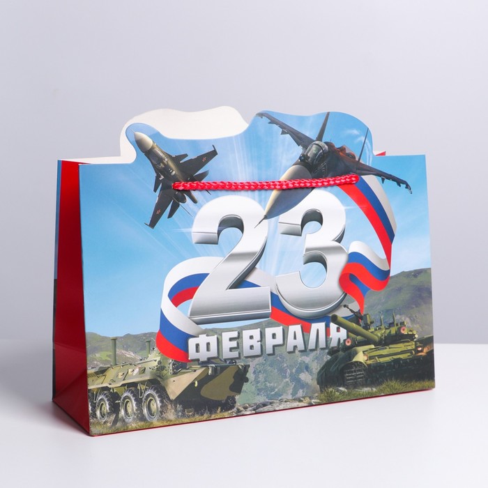 

Пакет подарочный «С 23 Февраля», 30 × 23 × 10 см, Подарочная упаковка 23 февраля