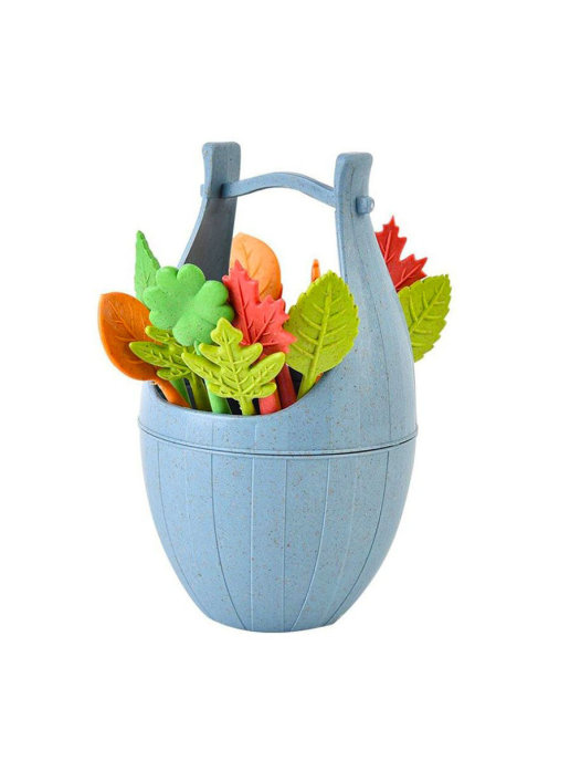 фото Набор шпажек на подставке bucket fruit fork, 16 шт (цвет: голубой ) markethot