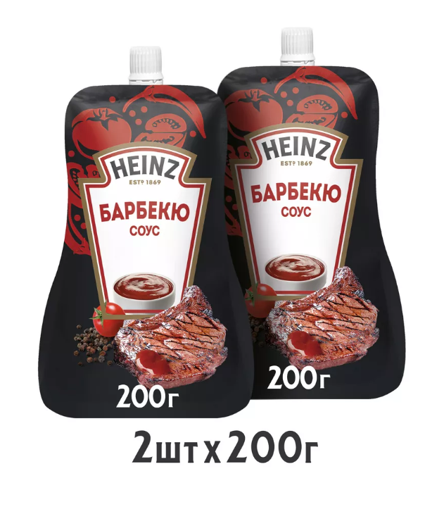 Соус Heinz томатный Барбекю, 2 шт по 200 г