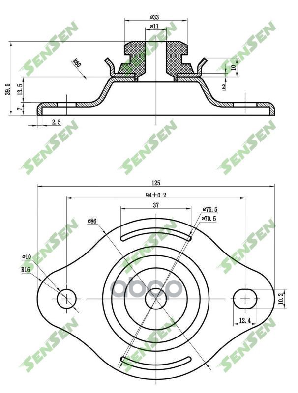 SENSEN M61029 Опора амортизатора заднего chevrolet aveo t200 t250 03 1шт 776₽