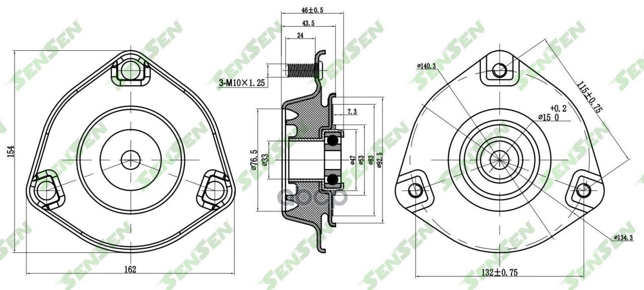 SENSEN M61056 Опора амортизатора переднего hyundai elantra iii 11-, veloster 11 1шт