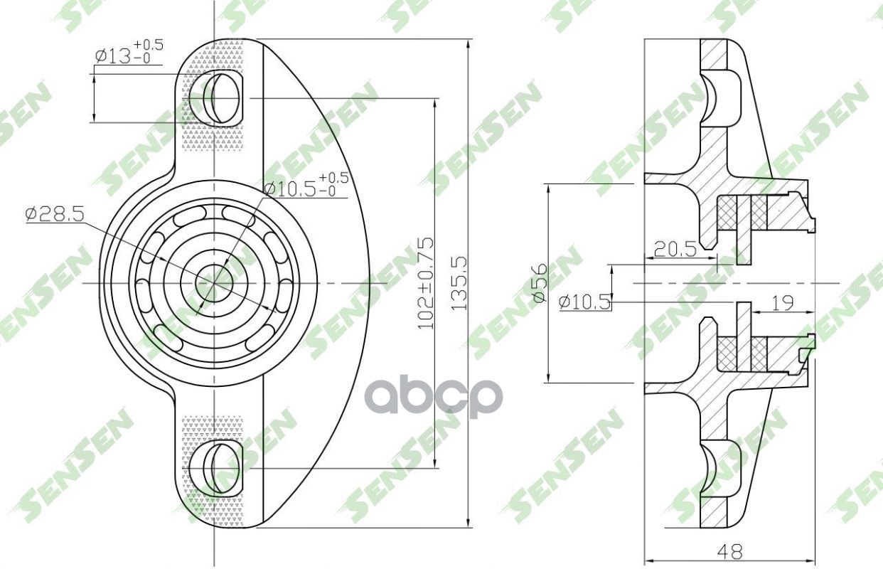 SENSEN M61067 Опора амортизатора заднего chevrolet cruze 09 opel mokka 12 1шт 1286₽