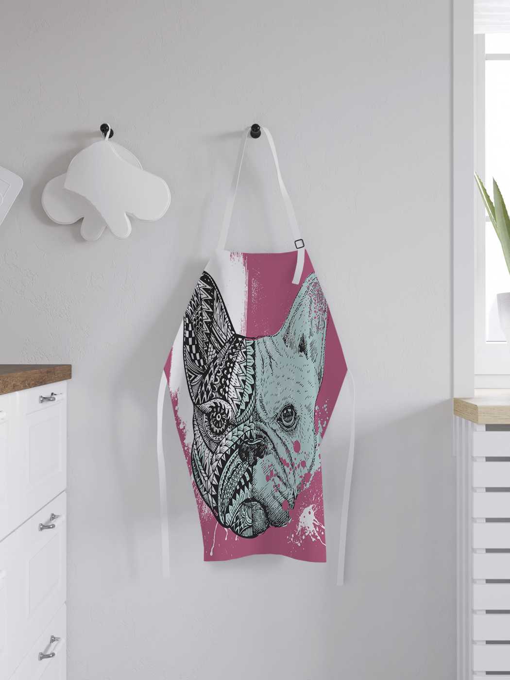 

Фартук женский JoyArty для готовки "Полуорнаментный пес", универсальный размер, Розовый