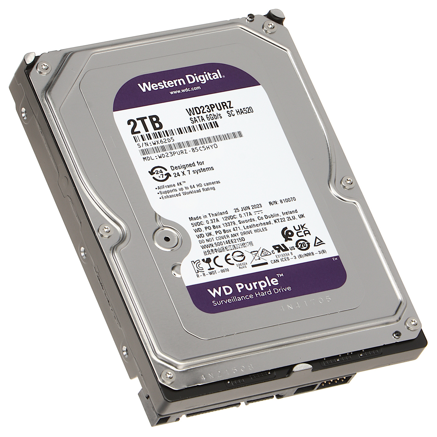 

Жесткий диск WD WD23PURZ 2 ТБ (HDD-SATA3-2000WD-23PURZ), WD23PURZ