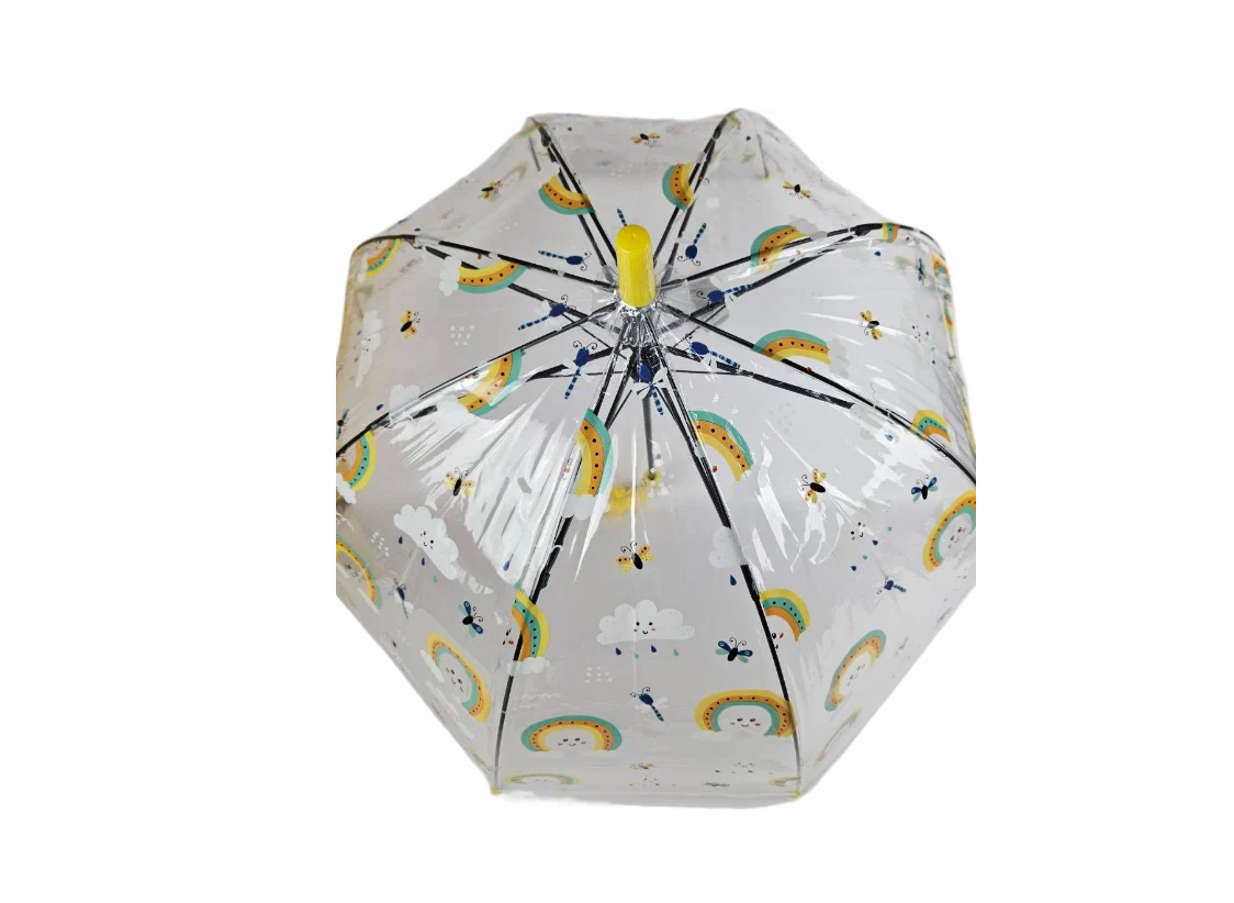 Зонт-трость детский Galaxy полуавтомат С-536 тучка и радуга желтый 15889