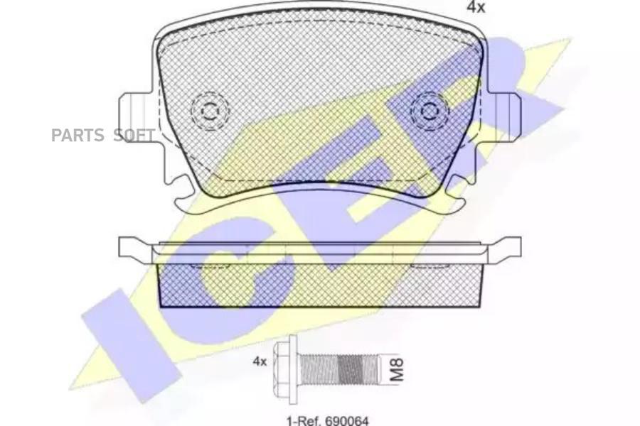 Колодки Задние Ad A3 A6 Vw G4 G5 B5 B6 Tiguan Icer 181600-703 Icer арт. 181600-703