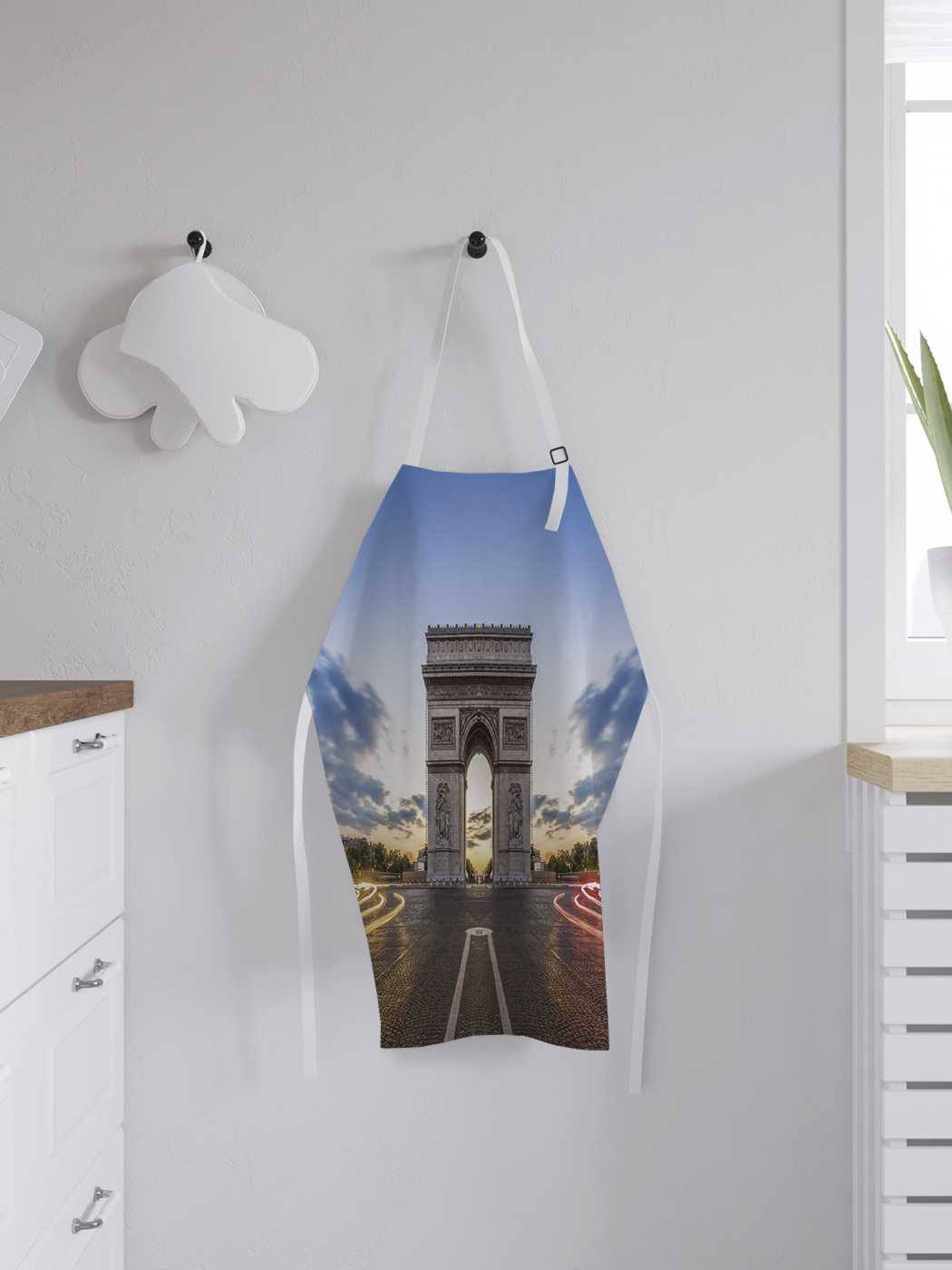 фото Фартук женский joyarty для готовки "триумфальные ворота в париже", универсальный размер