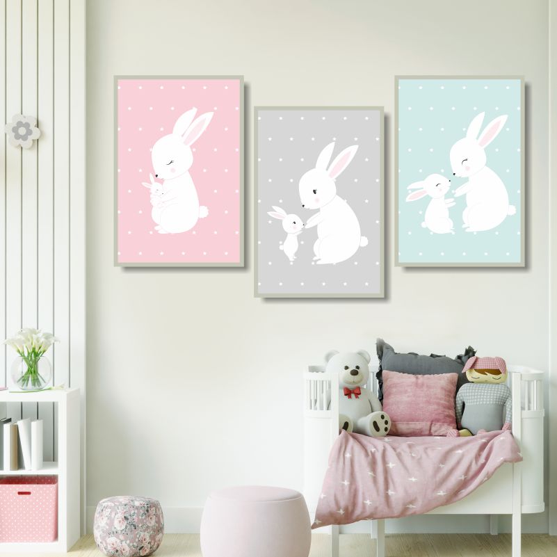 

Набор постеров ПолиЦентр на холсте из 3 шт Зайки Малыш Растет 30х40 см, Наборх3Зайки.МалышРастет