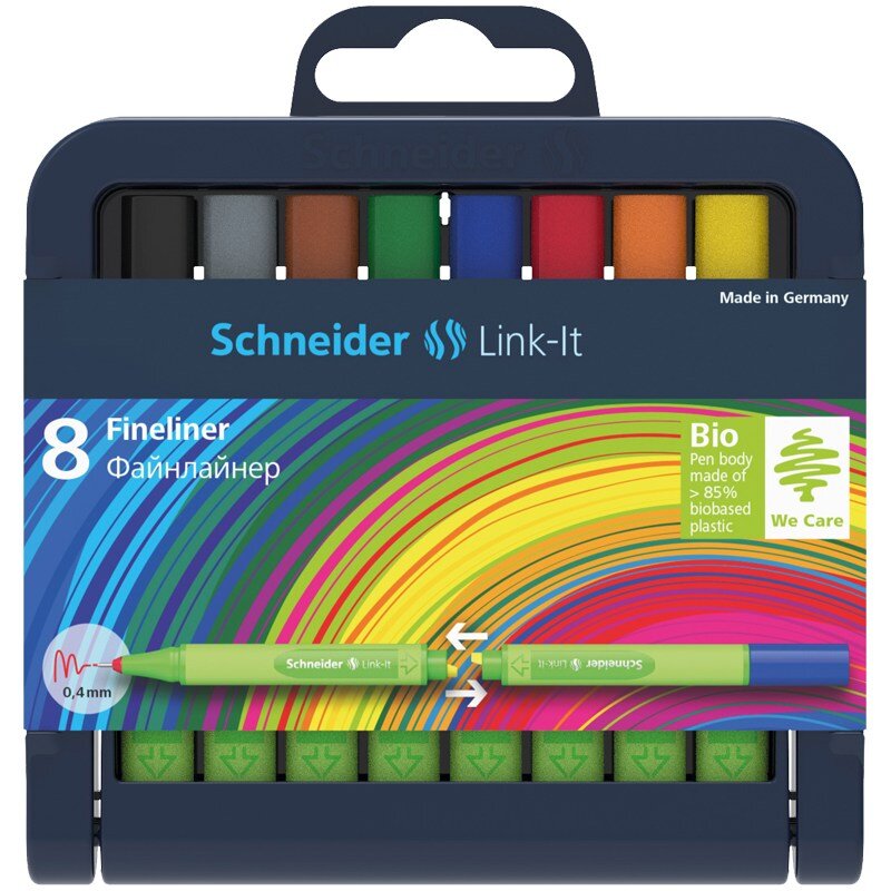 Набор капиллярных ручек (линеров) Schneider Link-It 8цв., 0.4мм, пластиковый футляр