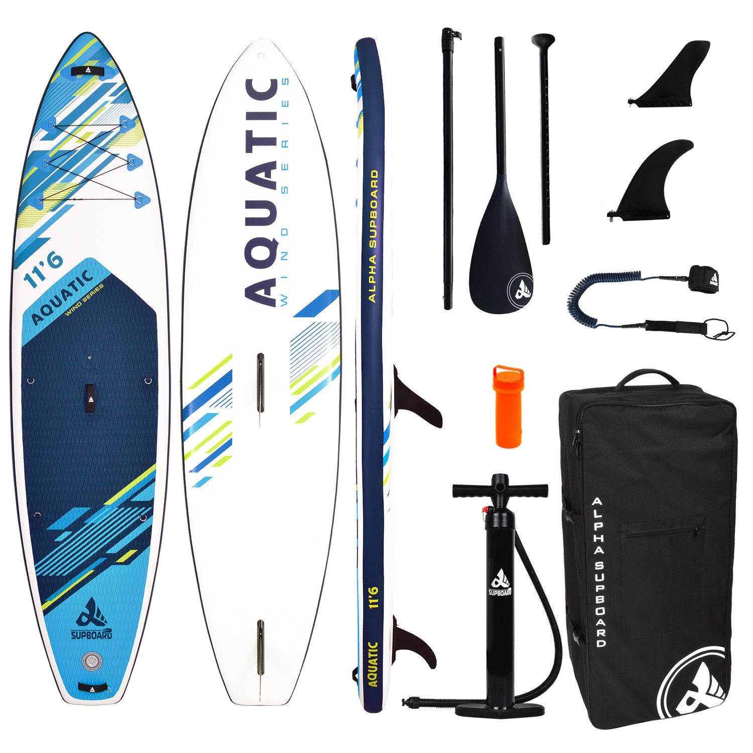 Надувной сапборд Alpha Supboard AQUATIC-11,6 WIND MAX с креплением для паруса