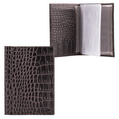 

Обложка для автодокументов мужская Fabula Croco Nile черная, Croco Nile