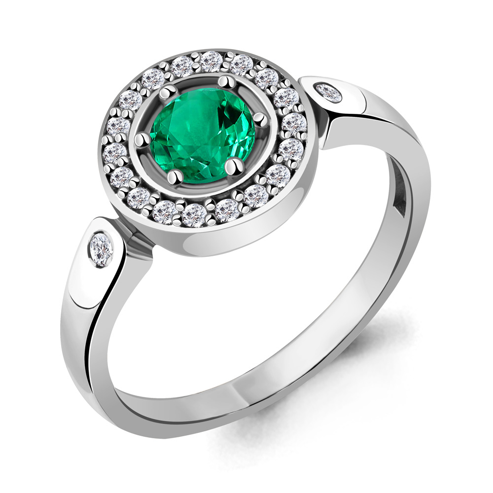

Кольцо из серебра с изумрудом р. 17 Aquamarine 68743АГ_925_р, 68743АГ_925_р