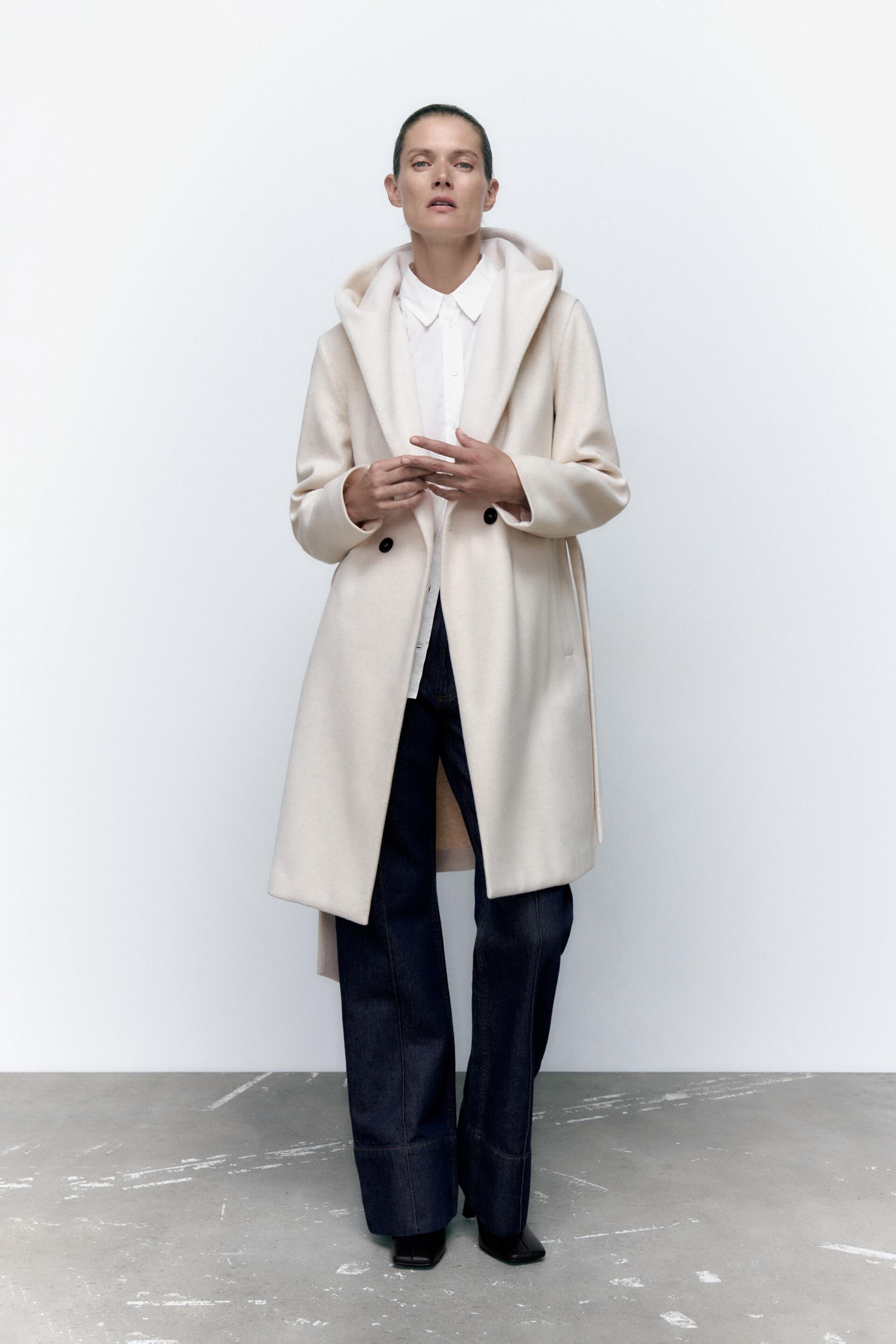 Пальто женское ZARA 03046304 белое XL (доставка из-за рубежа)