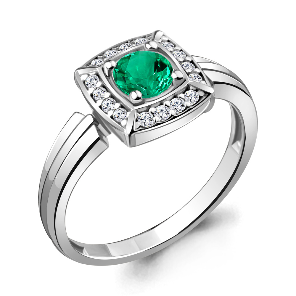 

Кольцо из серебра с изумрудом р.  Aquamarine 68745АГ_925_р, 68745АГ_925_р