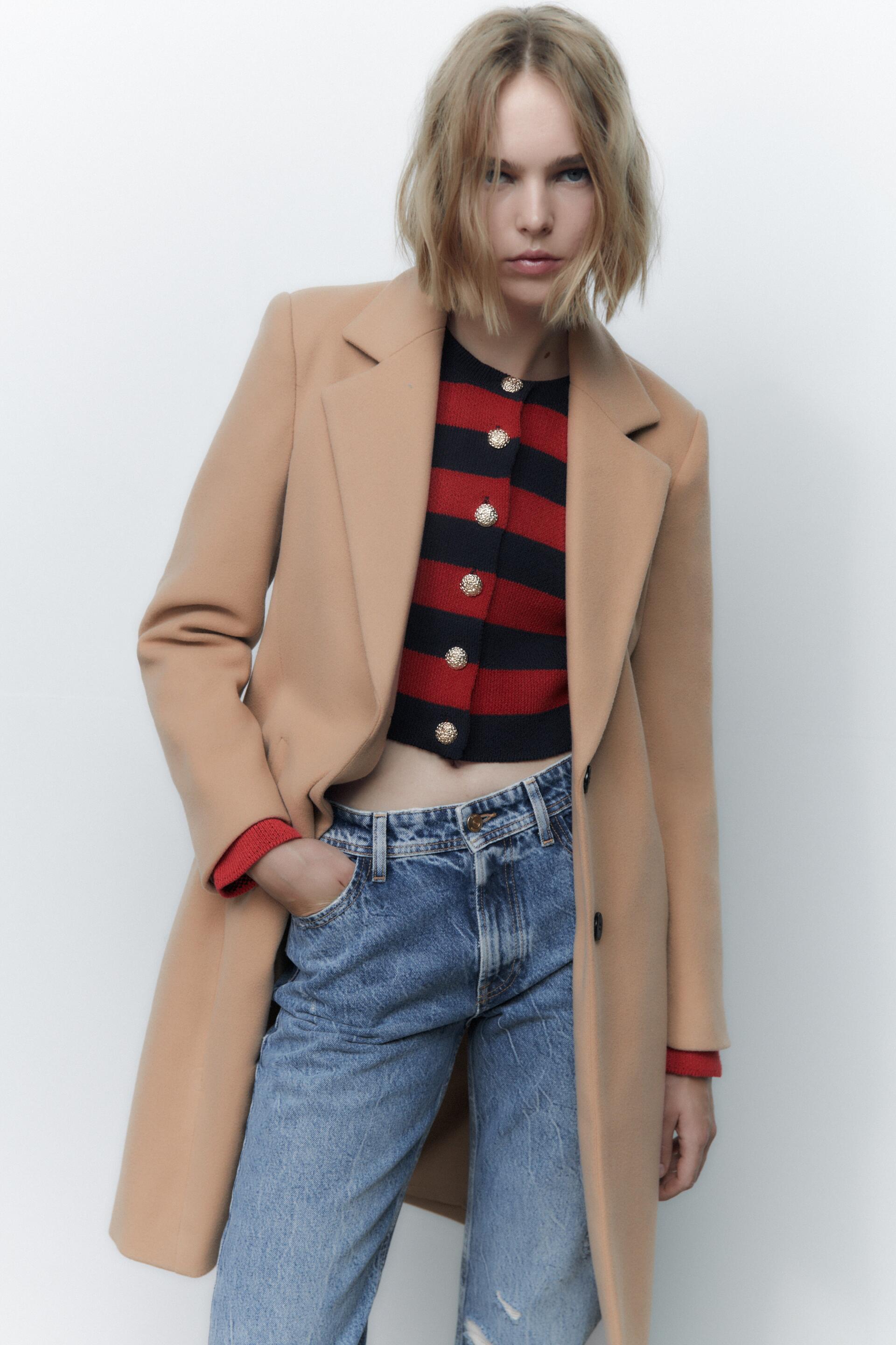 

Пальто женское ZARA 03046702 коричневое L (доставка из-за рубежа), 03046702