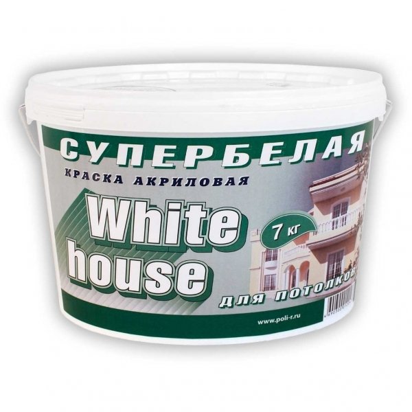 Краска вд White House для Потолков Супербелая 7 кг