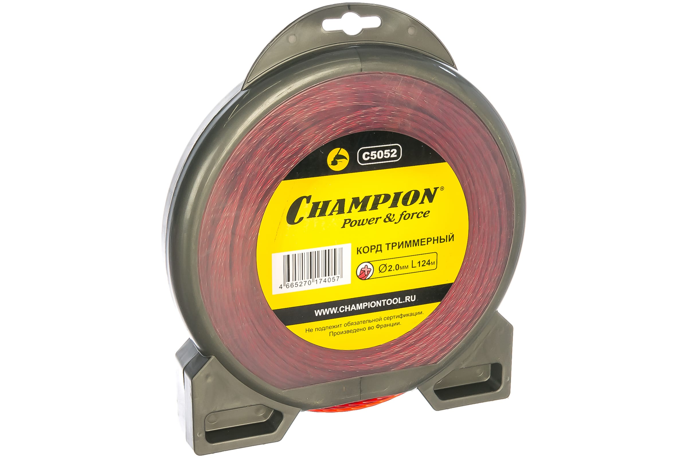 

Леска для триммера витая крест 2 мм Champion C5052 124 м, Оранжевый