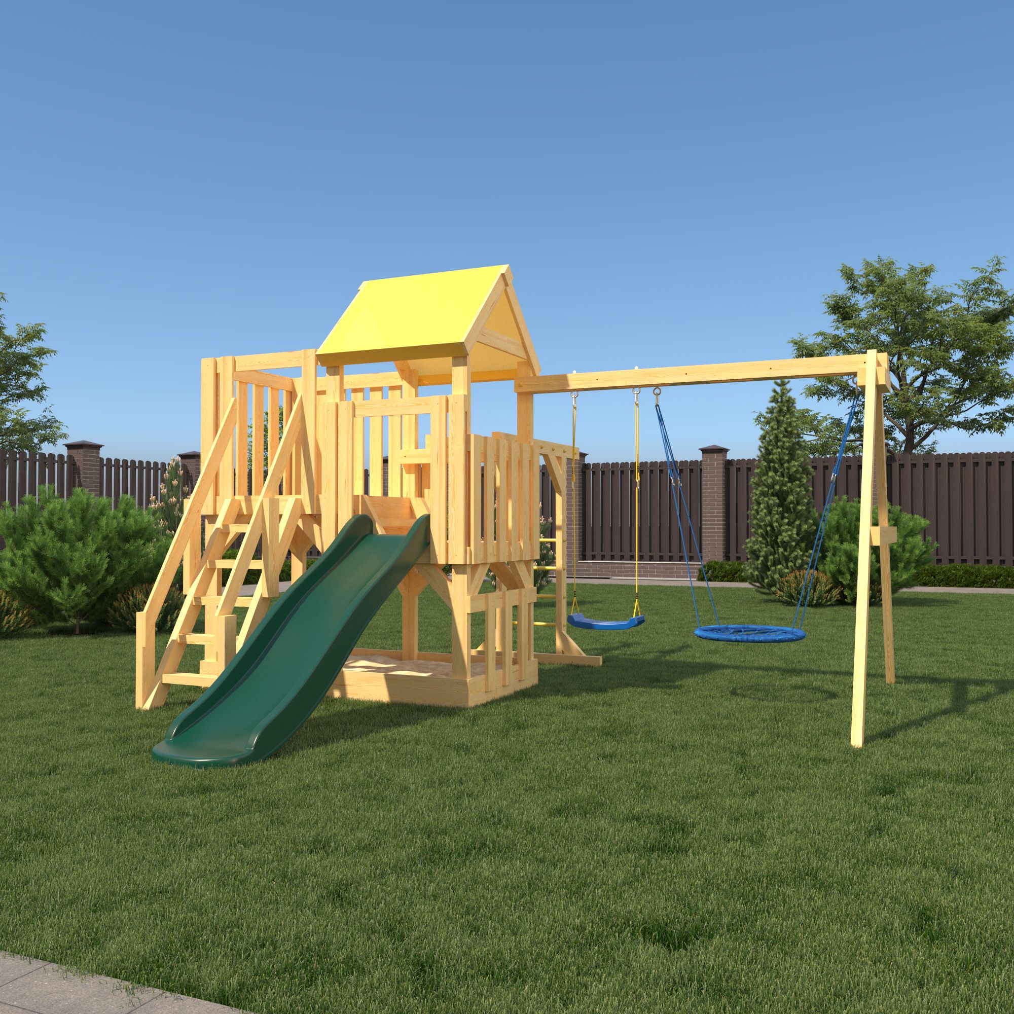

Детская деревянная игровая площадка для улицы дачи CustWood Junior J5, Junior J5