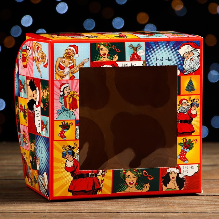 

Упаковка на 4 капкейков с окном "Но-Но-Но!", 16 х 16 х 10 см, 1 шт., Разноцветный