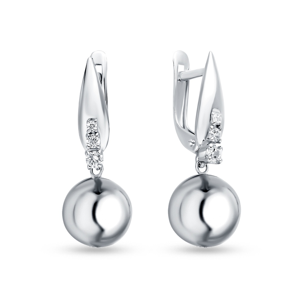 

Серьги подвески из серебра 585Gold 702010990, фианит, 702010990