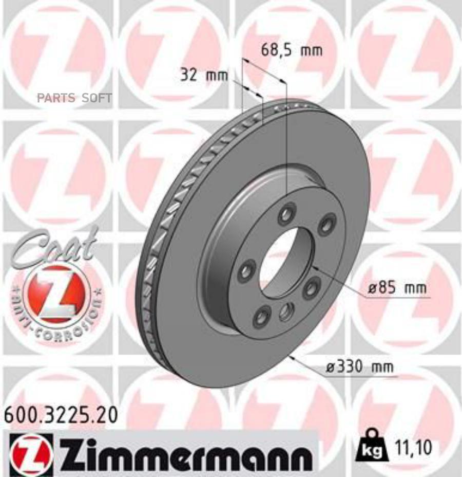 

Тормозной диск ZIMMERMANN комплект 1 шт. 600322520